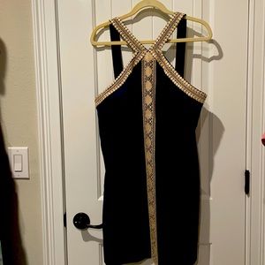 Lilly Pulitzer’s Glamorous Vena Shift Dress in Navy and Gold